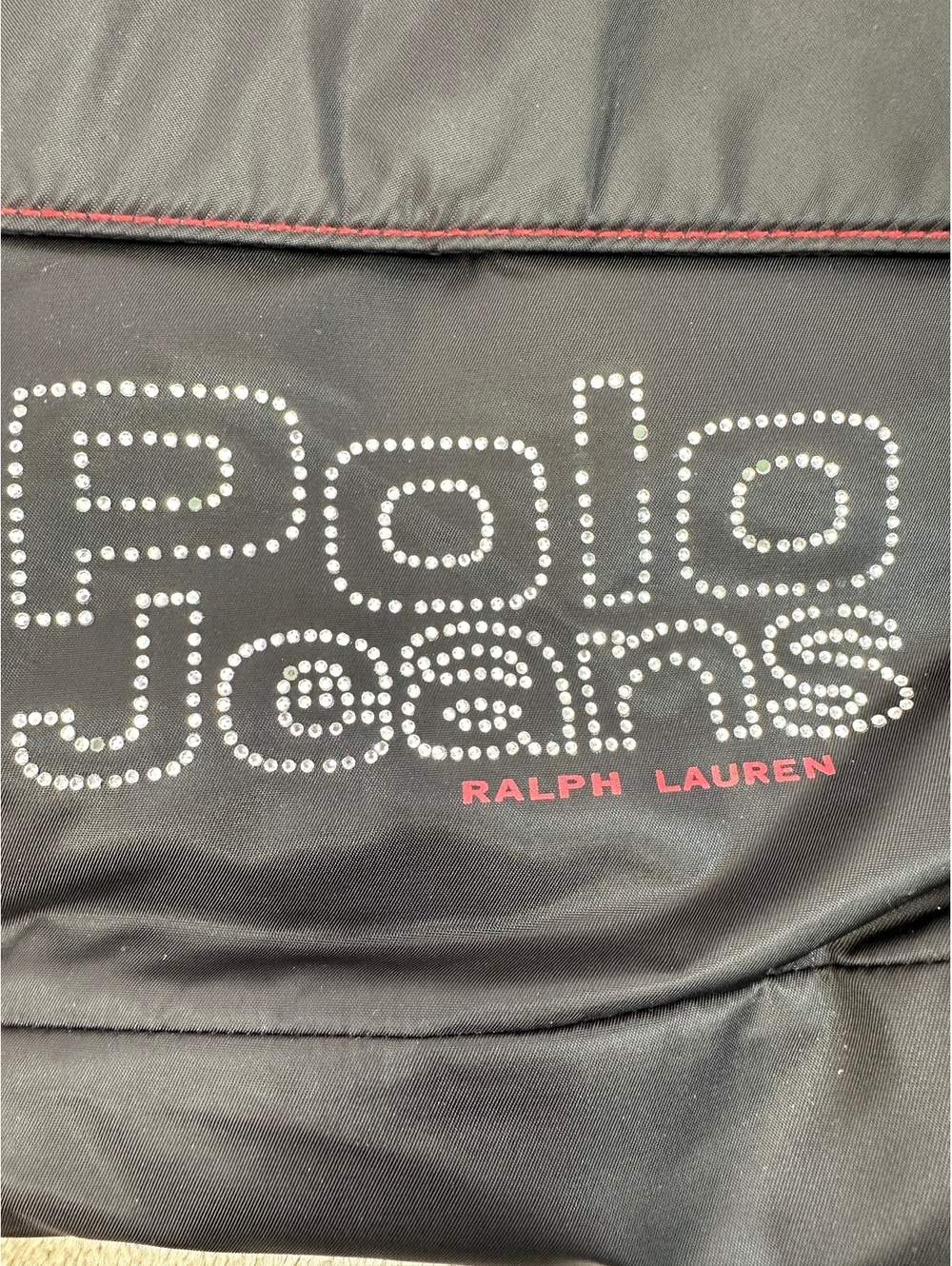Polo Ralph Lauren Rhinestone Bling Nylon Messenger Bag Adjustable Strap Vintage - Picture 2 of 7